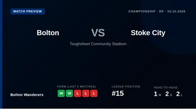 Bolton Wanderers welcome Stoke City to Toughsheet Community Stadium on Saturday afternoon, looking to build on...